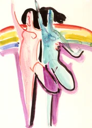 Entwurf für den Festsaal in Essen, Zwei Tänzerinnen